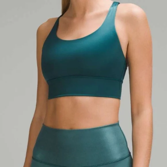 Lululemon Energy Longline Bra Foil Storm Teal Size 6 - Picture 6 of 7